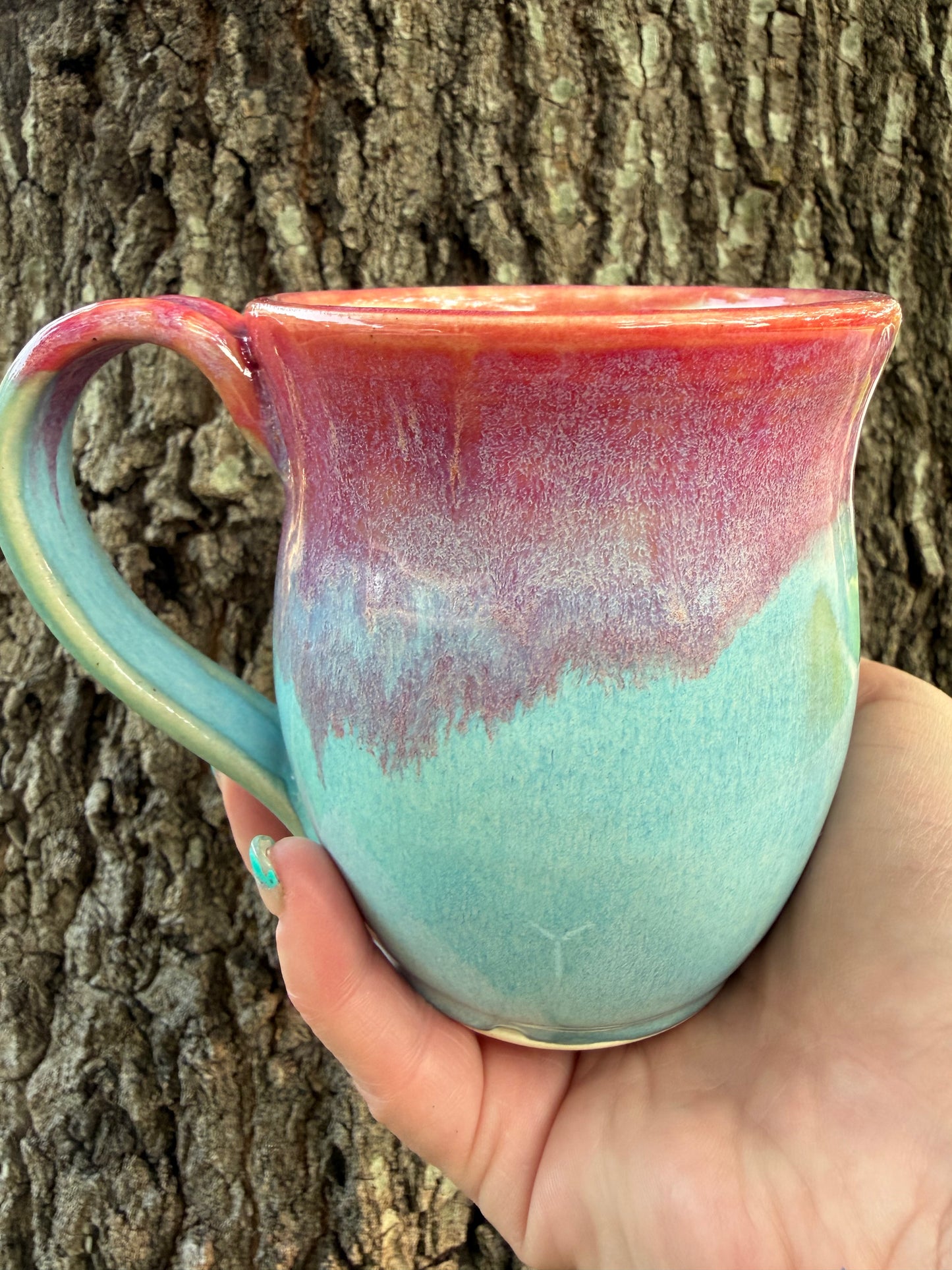 Pink and aqua mug
